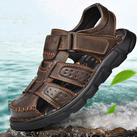 Hizada 2020 Men's High Quality Leather Beach Sandals