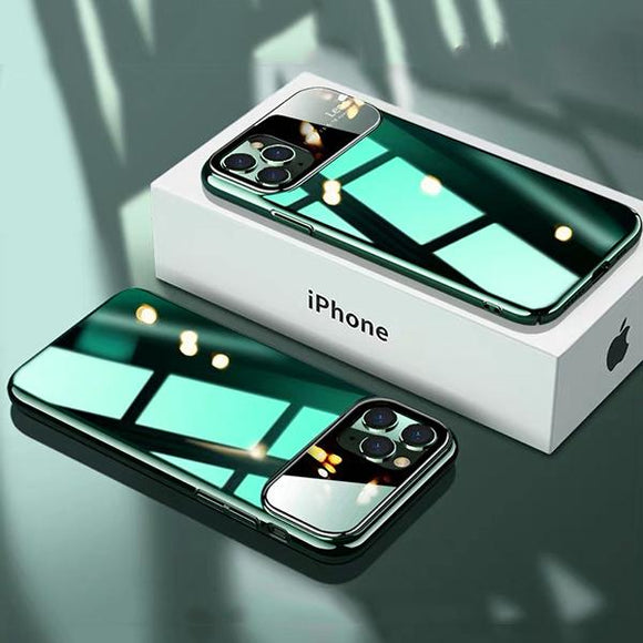 Hizada HOT SALE Green Color Tempered Glass Mirror Case For iPhone 11/Pro/Max X XR XS MAX 8 7/Plus(Buy 2 Get 10% off, 3 Get 15% off)