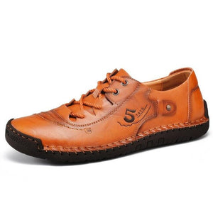 Hizada Vintage Style Men's Comfort Soft Leather Lace Up Casual Shoes