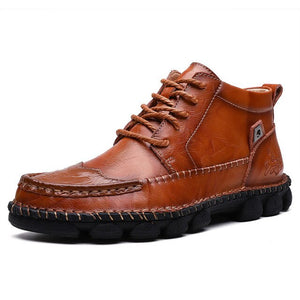 Men's Hand Stitching Non Slip Wear Resistant Casual Leather Boots