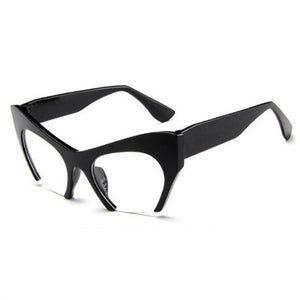Sexy Cat Eye Half Frame Black Clear Sunglasses