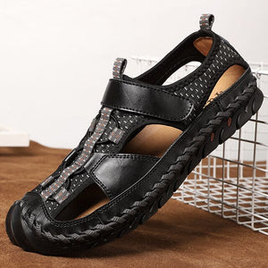 Hizada Fashion Men's Classic Summer Genuine Leather Casual Sandals