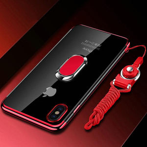 Phone Case - Luxury Ultra Thin Plating Magnetic Ring Holder Case For iPhone X XR XS(Max) 8 7 6S 6/Plus With FREE Strap
