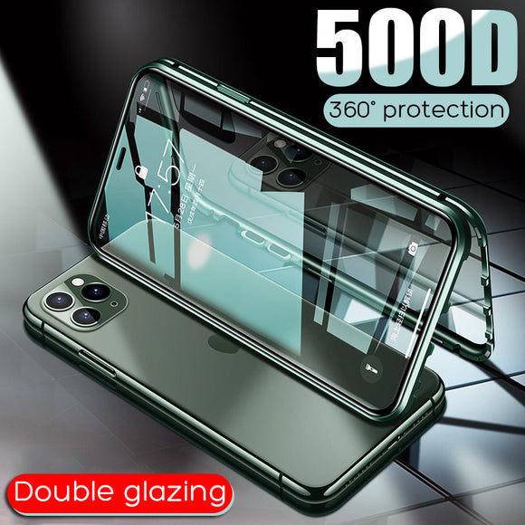 Luxury Double Glass Magnetic Adsorption Metal Case For iPhone 11/Pro/Max X XR XS MAX 8 7 6S 6/Plus