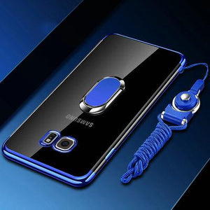 Phone Case - Luxury Ultra Thin Plating Magnetic Ring Holder Case For Samsung Note 9/8 S9 S8/Plus S7 S6/Edge With FREE Strap