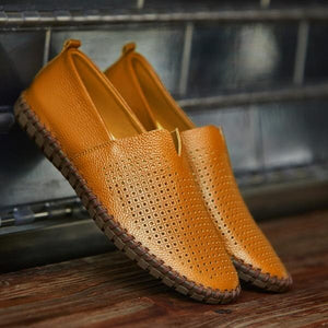 Hizada Fashion Handmade Leather Mens Slip On Loafers