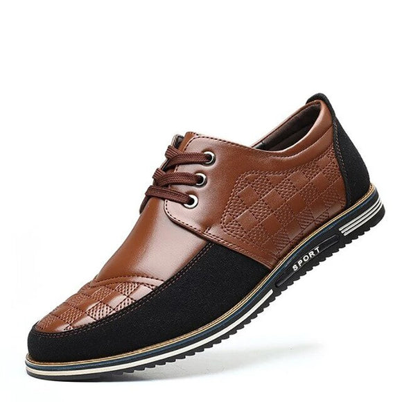 Hizada British Style Men's Soft Comfortable Leather Casual Shoes