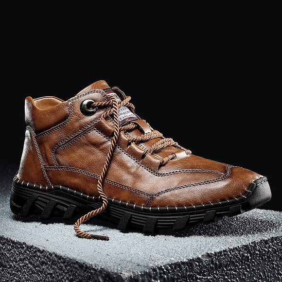 Retro Style Men's Fashion Classic Waterproof Leather Ankle Boots