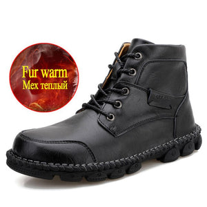 New Men's Lace-up Comfortable Waterproof Leather Boots