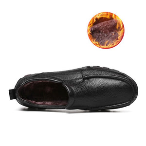 Hizada Men's Handmade Soft Leather Oxford Slip On Casual Loafers