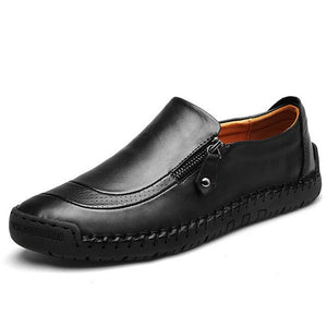 Hizada Men's Fashion Stylish Side Zipper Leather Slip On Casual Shoes