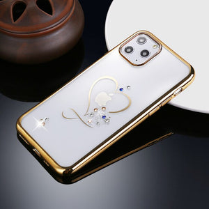 Fashion Love Heart Diamond Plating Soft Silicone Case For iPhone 11/Pro/Max X XR XS MAX 8 7 6S 6/Plus