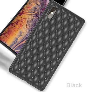 Fashion Rhombus Shockproof Breathable Heat Dissipation PU Leather Case For iPhone X XR XS MAX 8 7 6S 6/Plus