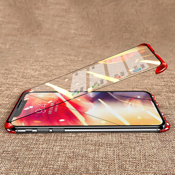 360° Luxury Frameless  Front+Back Magnetic Tempered Glass Case For iPhone