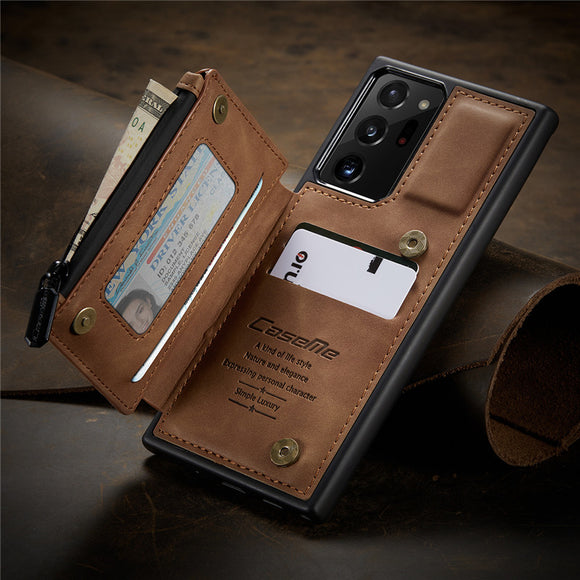 Luxury Zipper Wallet Card Slot Holder Case For Samsung Note 20/Ultra S20/Plus/Ultra Note 10/Plus/9 S10 S9 S8/Plus
