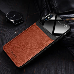 Phone Case - Luxury Ultra Thin Shockproof Leather Glass Case For iPhone X XR XS MAX 8 7 6S 6/Plus