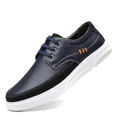 Hizada Men's High Quality Leather Lace Up Flat Shoes
