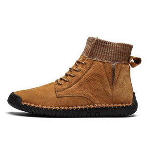 Fashion Men's Suede Fabric Splicing Hand Stitching Non Slip Casual Boots