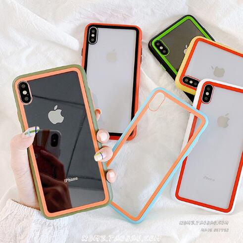 Candy Color Frame Shockproof Transparent Glass Case For iPhone X XR XS MAX 8 7 6S 6/Plus