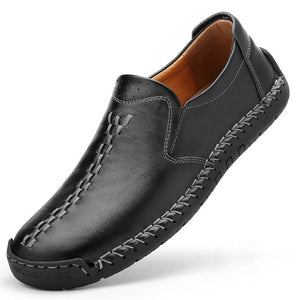 Hizada Large Size Men's Handmade Soft Leather Walking Loafers Shoes