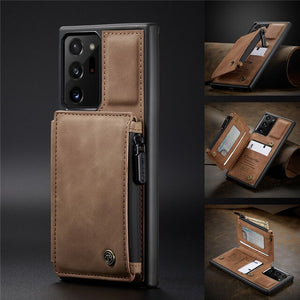 Luxury Zipper Wallet Card Slot Holder Case For Samsung Note 20/Ultra S20/Plus/Ultra Note 10/Plus/9 S10 S9 S8/Plus