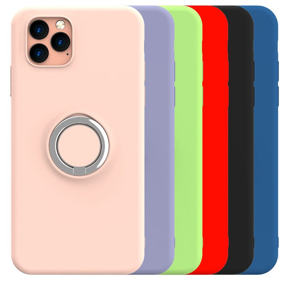 Phone Case - Soft Liquid Silicone Shockproof Magnetic Ring Holder Case For iPhone 11/Pro/Max  X XR XS XS MAX 8 7 6S/6Plus