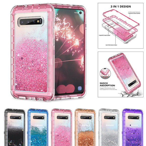 Phone Case - 3 Layers Bling Glitter Quicksand Shockproof Case For Samsung S10 S10Plus S10E Note 9/8 S9 S8/Plus
