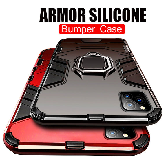 Hizada Luxury Shockproof Heavy Duty Anti-knock PC + TPU Cover With Holder For iPhone 11/Pro/Max X XR XS MAX 8 7 6S 6/Plus(Buy 2 Get 10% off, 3 Get 15% off)