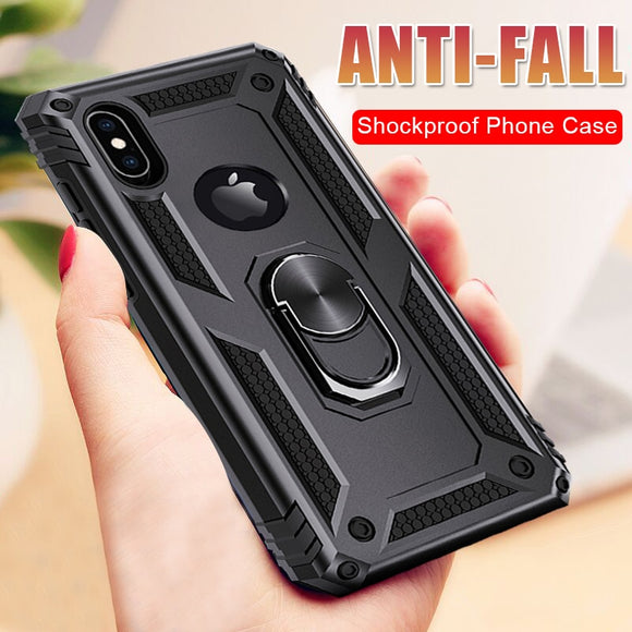 Phone Case - Shockproof Armor Bumper Magnetic Ring Holder Case For iPhone X XR XS MAX 8 7 6S 6/Plus