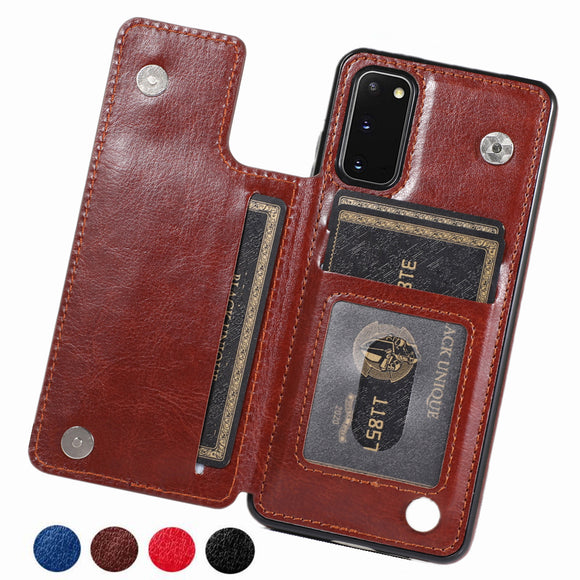 Hizada Luxury Leather Card Slot Holder Flip Case For Samsung Note 10/Pro/9/8 S20/Plus/Ultra S10/Plus/E S9 S8/Plus S7/Edge