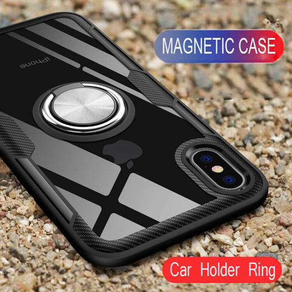 Luxury Shockproof Silicone Magnetic Car Holder Case For iPhone X XR XS MAX 8 7 6S 6/Plus