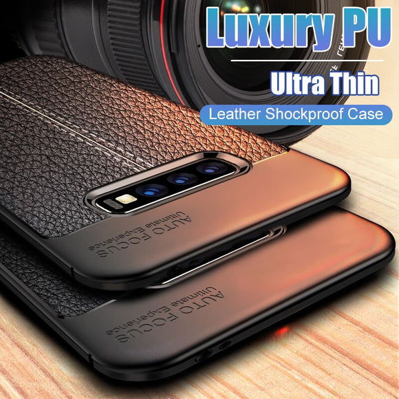 Luxury Ultra Thin Shockproof Leather Soft TPU Case For Samsung S10 S10Plus S10E Note 9 8 S9 S8/Plus S7/Edge