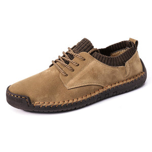 Hizada Fashion Men's High Quality Cow Suede Leather Causal Shoes