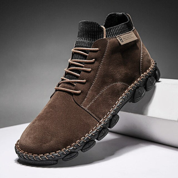 Men's Comfy Handmade Leather Soft Sock Ankle Boots