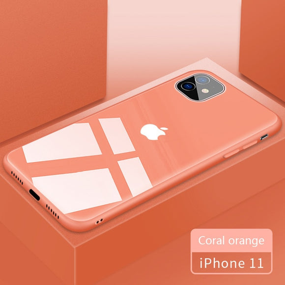 Candy Color Tempered Glass Case For iPhone 11/Pro/Max X XR XS MAX 8 7 6S 6/Plus