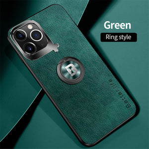 Hizada Luxury Shockproof Leather Armor Magnetic Ring Holder Case For iPhone 11/Pro/Max X XR XS MAX 8 7 6S 6/Plus