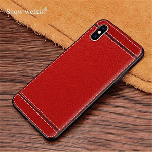 Litchi Leather Pattern Soft TPU Shockproof Case For iPhone X XR XS MAX 8 7 6S 6/Plus