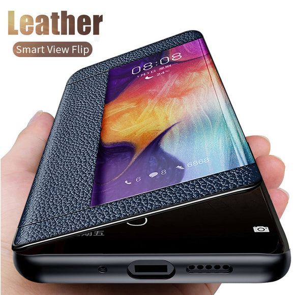 Luxury Leather Smart Clear View Flip Case For Samsung Note 10/Pro/9/8 S20/Plus/Ultra S10/Plus/E S9 S8/Plus