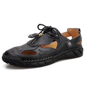 Hizada Summer Men's Casual Handmade Soft Leather Sandals