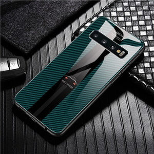 Phone Case - Fashion Car Tempered Glass Phone Case For Samsung S10 S10Plus S10E Note 9 S9 S8/Plus