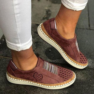 Women Love Heart Hollow-Out Round Toe Casual Sneakers