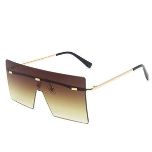 Ladies Rimless Metal Frame Square Sunglasses