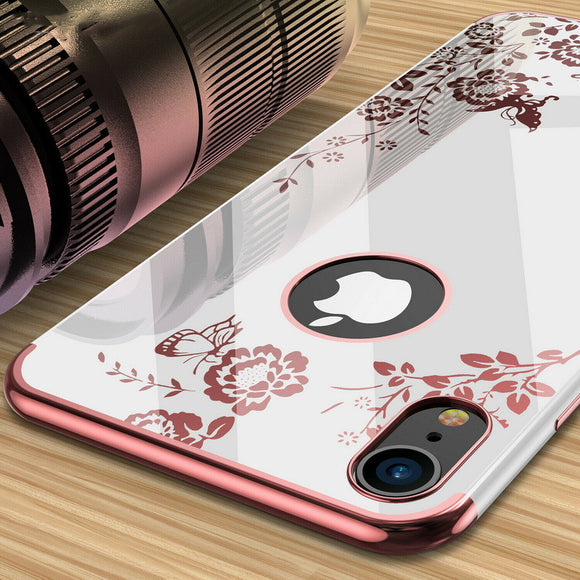 Flower Floral Clear Plating Phone Case For iPhone 11 X XR XS MAX 8 7 6S 6/Plus