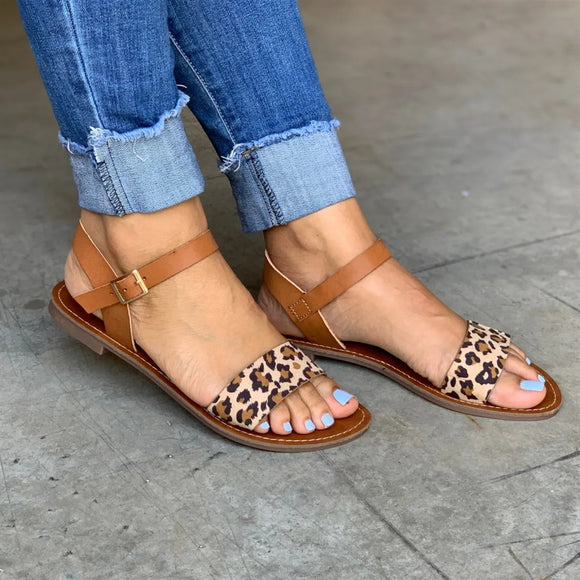 Women's Cute Leopard Print Flat Sandals