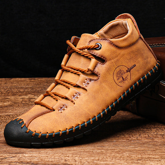 Hizada New Men's Casual Comfy Soft Leather Lace Up Ankle Boots(Buy 2 Get 10% OFF, 3 Get 15% OFF)