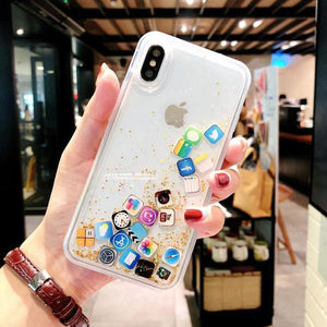 Phone Case - Cute APP Icon Emoji Dynamic Liquid Case For iPhone X XR XS(Max) 8 7 6S 6/Plus
